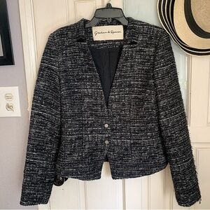 $300 Graham & Spencer tweed black/silver luxury jacket XS womans